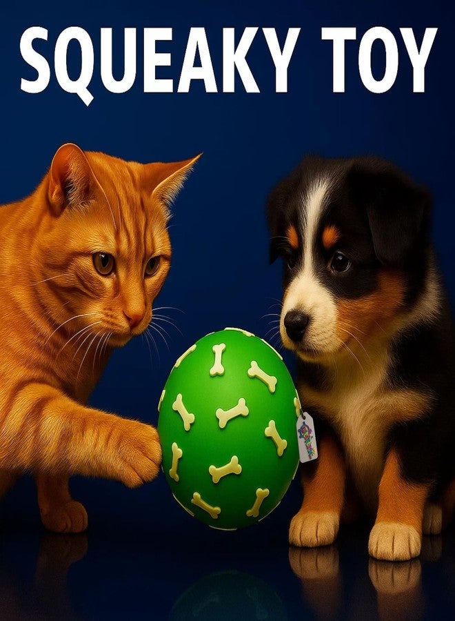 Western Era Squeaky Ball Dog Toy | Bone Print Rubber Ball for Puppies & Dogs | Durable Chew-Safe Toy with Built-in Squeaker | Lightweight Textured Surface for Fetch, Play, and Dental Cleaning - Image 2